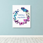 Toile Papillon et fleurs Serre et citation (Insitu (Plancher de Bois))