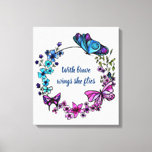 Toile Papillon et fleurs Serre et citation