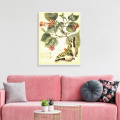 Toile Papillon et libellule à fleurs rouges (Insitu(Salon))