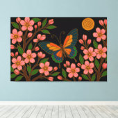 Toile Papillon Fleur de Cerisier Lune (Insitu (Plancher de Bois))