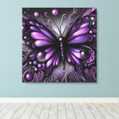 Toile Papillon gothique blanc violet noir couleur (Insitu (Plancher de Bois))