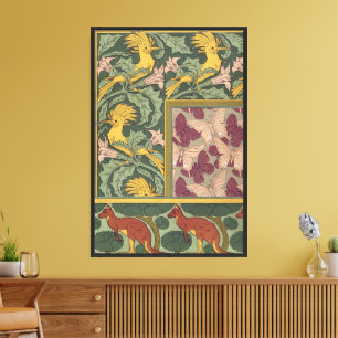 Toile Papillon Huppe Art Nouveau Vert Sauge