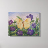 Toile Papillon Jaune Avec Fleurs (Recto)