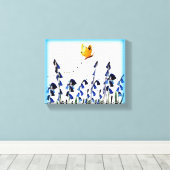 Toile Papillon jaune Floral Bluebells (Insitu (Plancher de Bois))