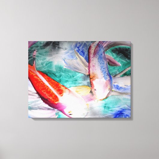 Toile Papillon Koi aquarelle peinture art japonais (Recto)