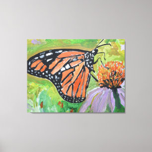 Toile Papillon Monarque sur Fleur