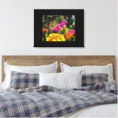 Toile Papillon Monarque sur marigold rose (Insitu(Chambre))