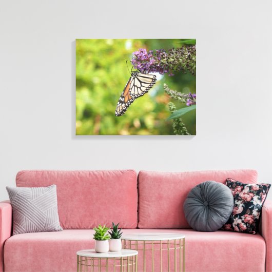 Toile Papillon Monarque sur papillon pourpre Bush (Insitu(Salon))