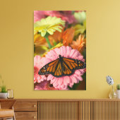 Toile Papillon Monarque sur une Gerbera| Danaus Plexippu (Insitu(Salon))