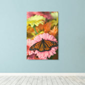 Toile Papillon Monarque sur une Gerbera| Danaus Plexippu (Insitu (Plancher de Bois))