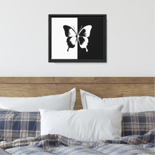 Toile Papillon noir et blanc