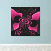 Toile Papillon noir et rose fractal (Insitu (Plancher de Bois))