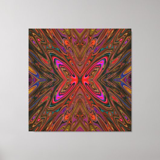 Toile Papillon orange et magenta abstrait et tripant (Recto)