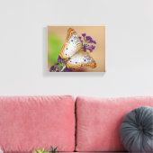 Toile Papillon Peacock blanc sur Fleurs violettes (Insitu(Salon))