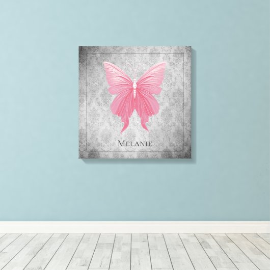 Toile Papillon rose bijoux (Insitu (Plancher de Bois))