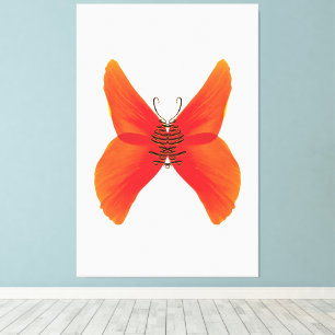 Toile Papillon rouge orange avec votre nom