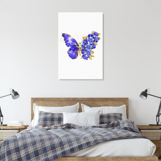 Toile Papillon saphir à fleurs (Insitu(Chambre))