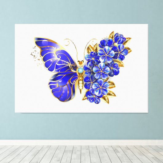 Toile Papillon saphir à fleurs (Insitu (Plancher de Bois))
