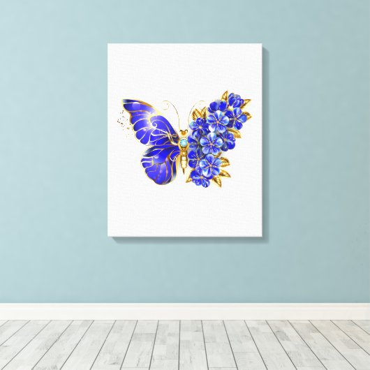 Toile Papillon saphir à fleurs (Insitu (Plancher de Bois))