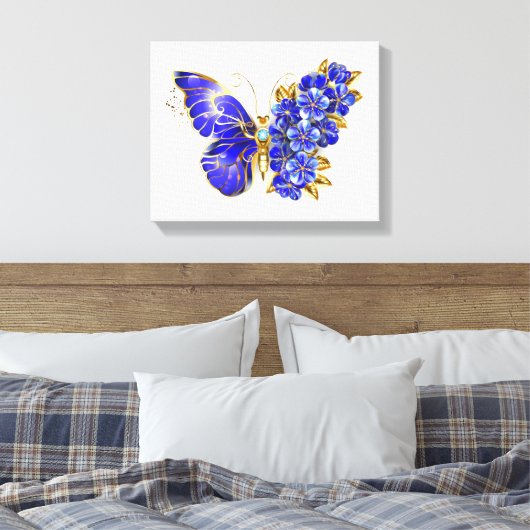 Toile Papillon saphir à fleurs (Insitu(Chambre))