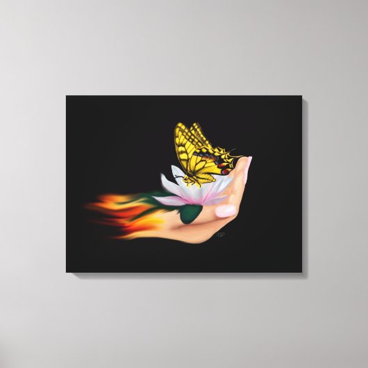 Toile Papillon sur Lotus Bloom (Recto)