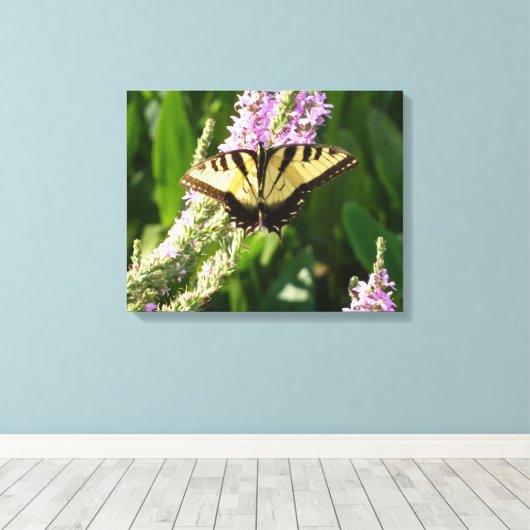 Toile Papillon Swallowtail sur Fleurs sauvages pourpres (Insitu (Plancher de Bois))