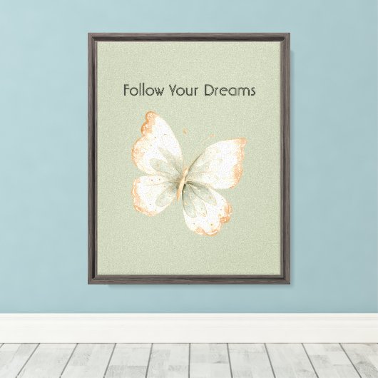 Toile Papillon Vert Crème Brun (Insitu (Plancher de Bois))
