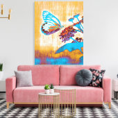 Toile Papillon vintage sur fleur (Insitu(Salon))