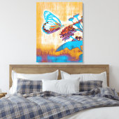 Toile Papillon vintage sur fleur (Insitu(Chambre))