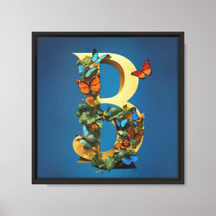 Toile Papillons à la lettre d'or B