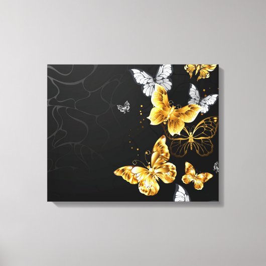 Toile Papillons blancs et dorés (Recto)