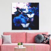 Toile Papillons blancs Fleurs bleues, papillon (Insitu(Salon))