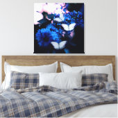 Toile Papillons blancs Fleurs bleues, papillon (Insitu(Chambre))