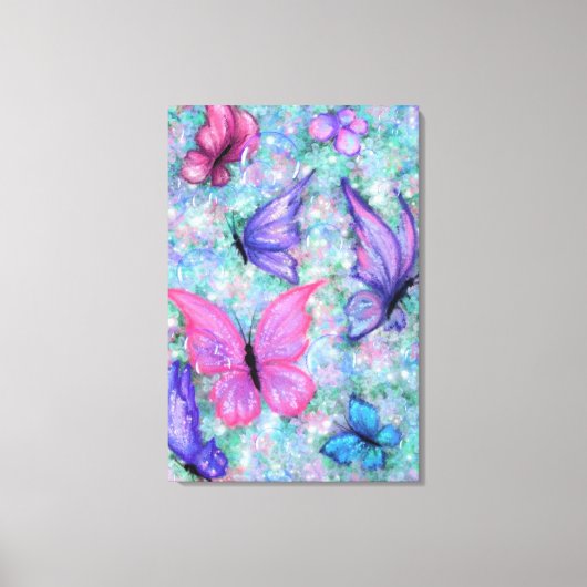 Toile Papillons Colorés en Vol - Printemps (Recto)