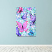 Toile Papillons Colorés en Vol - Printemps (Insitu (Plancher de Bois))