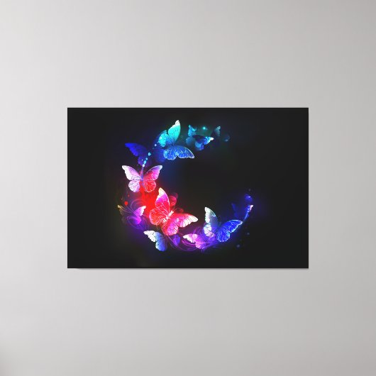 Toile Papillons de nuit Neon brillants sur arrière - pla (Recto)