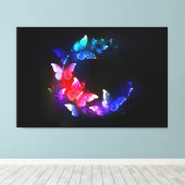 Toile Papillons de nuit Neon brillants sur arrière - pla (Insitu (Plancher de Bois))