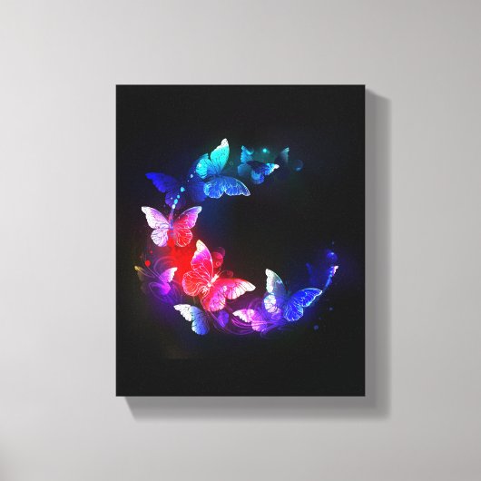 Toile Papillons de nuit Neon brillants sur arrière - pla (Recto)