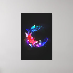 Toile Papillons de nuit Neon brillants sur arrière - pla