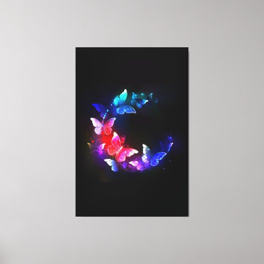 Toile Papillons de nuit Neon brillants sur arrière - pla (Recto)