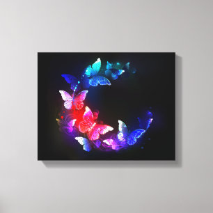 Toile Papillons de nuit Neon brillants sur arrière - pla