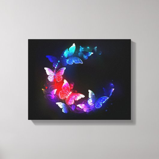 Toile Papillons de nuit Neon brillants sur arrière - pla (Recto)