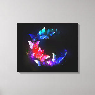 Toile Papillons de nuit Neon brillants sur arrière - pla