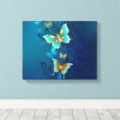 Toile Papillons d'or sur un Arrière - plan bleu (Insitu (Plancher de Bois))