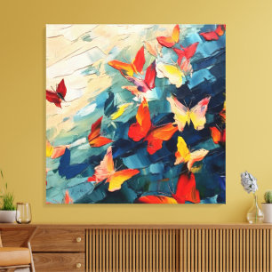 Toile Papillons en Mouvement – Vol Abstrait Expressif