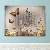 Toile Papillons et notes musicales (Insitu (Plancher de Bois))