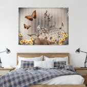 Toile Papillons et notes musicales (Insitu(Chambre))