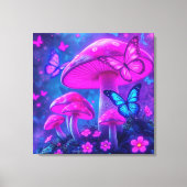 Toile Papillons, Fleurs et Champignons- (Recto)