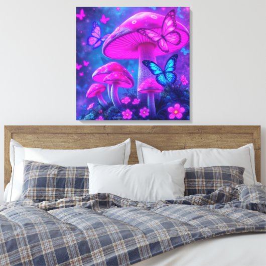 Toile Papillons, Fleurs et Champignons- (Insitu(Chambre))