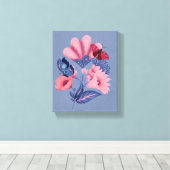 Toile Papillons floraux bleu rose Art folklorique (Insitu (Plancher de Bois))